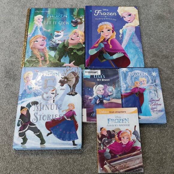 Disney Frozen Kids Book Set of 6 Reading Stories Girls Bedtime Elsa Anna Enjoy - Picture 1 of 6